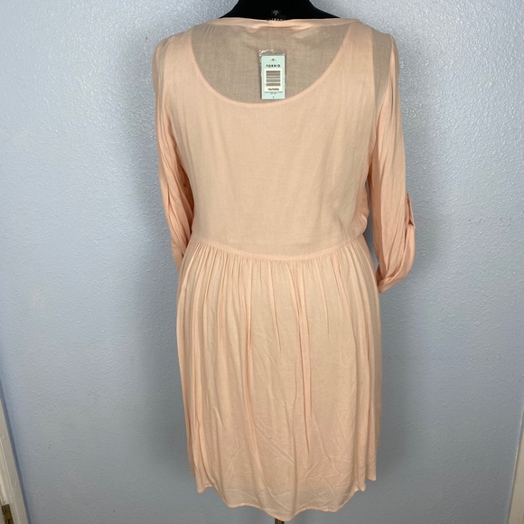 Torrid Women's Blush Embroidered Button Up Shirt Dress Size 2X - Picture 4 of 11